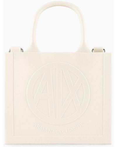 Armani Exchange Milky Bag With Embossed Logo In Recycled Material - White