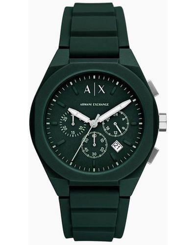 Armani Exchange Reloj Cronógrafo De Silicona Verde