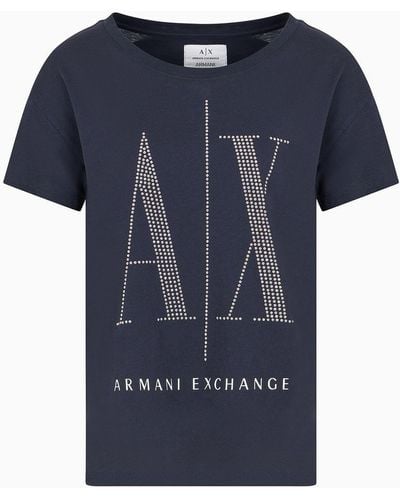 Armani Exchange Icon Logo Boyfriend Fit T-shirt - Blue