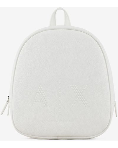 Armani Exchange Studded Logo Backpack - White