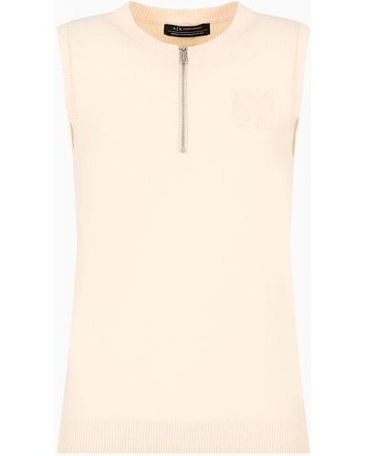 Armani Exchange Top In Maglia Armani Sustainability Values - Neutro