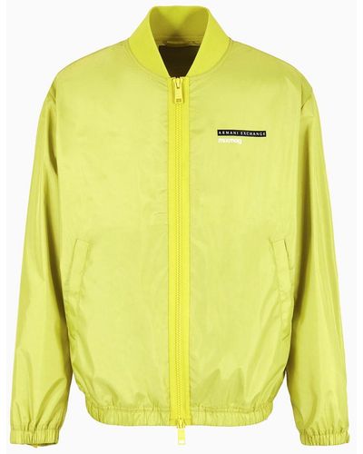 Armani Exchange Full Zip Blouson With Contrasting Detail In Asv Fabric - Green