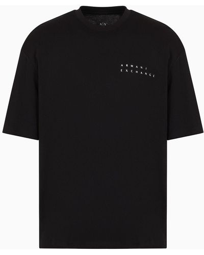 Armani Exchange Comfort Fit T-shirt In Pure Cotton - Black