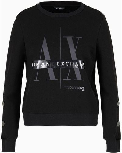 Armani Exchange Mix Mag French Terry Sweatshirt - Black
