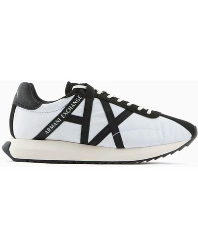Armani Exchange Sneakers In Technical Fabric Mesh And Suede - Multicolor