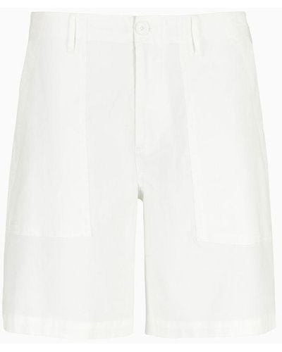 Armani Exchange Chino Shorts In Stretch Cotton Gabardine - White