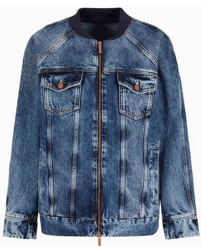 Armani Exchange Faded Denim Jacket In Asv Organic Cotton - Blue