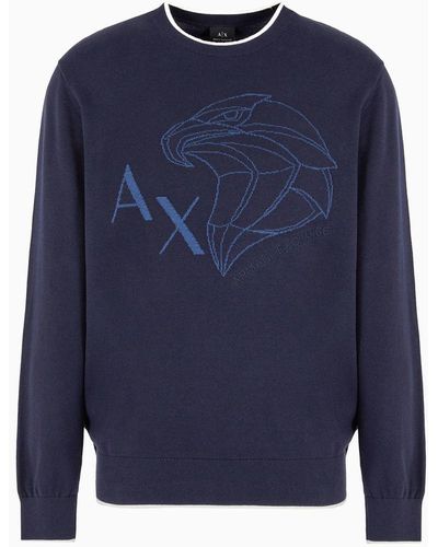 Armani Exchange Asv Organic Cotton Crew Neck Sweater - Blue