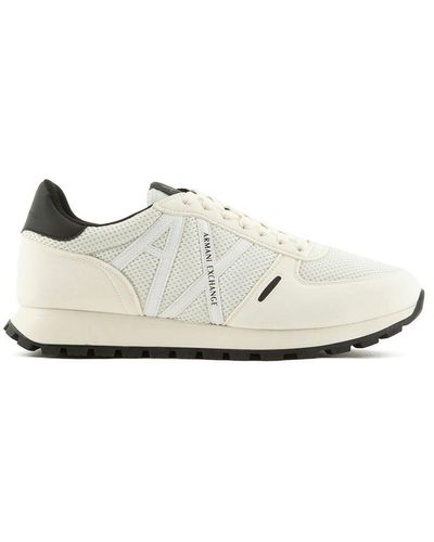 Armani Exchange Sneakers With Mesh And Eco-suede Inserts - White