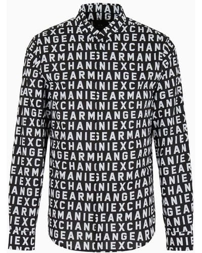 Armani Exchange Camicia Slim Fit In Popeline Stretch - Nero