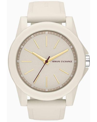 Armani Exchange Three-hand Gray Silicone Watch - Blanco