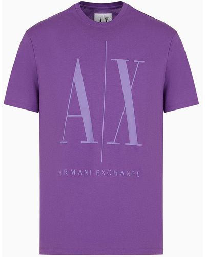 Armani Exchange Icon Logo Regular Fit T-shirt - Purple