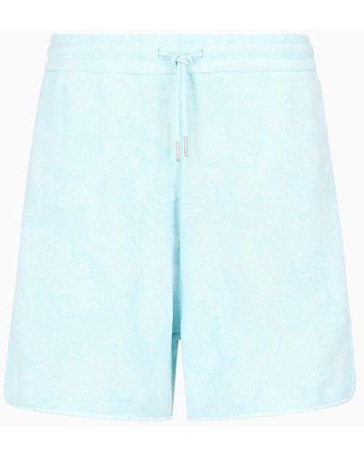 Armani Exchange Shorts In Slub Fabric - Blue