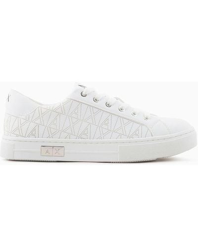 Armani Exchange Sneakers In Coated Fabric - White