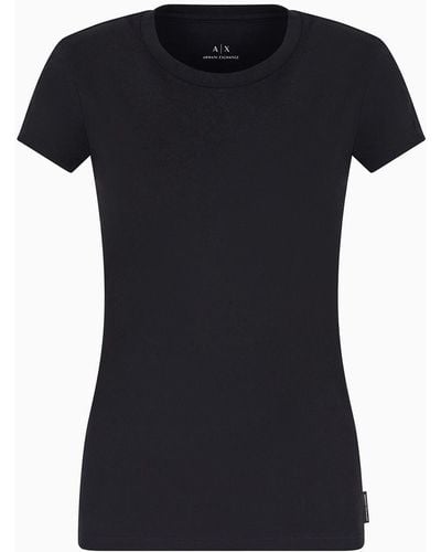 Armani Exchange T-shirt Slim Fit In Jersey Di Cotone Pima - Nero