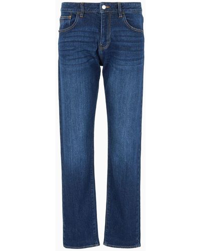 Armani Exchange J16 Boyfriend Fit Cropped Jeans In Washed Denim - Blue