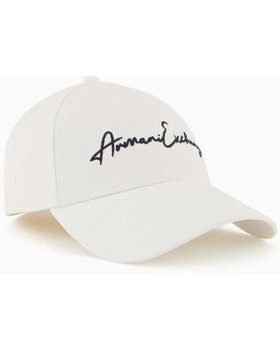 Armani Exchange Hat With Visor With Maxi Logo - White