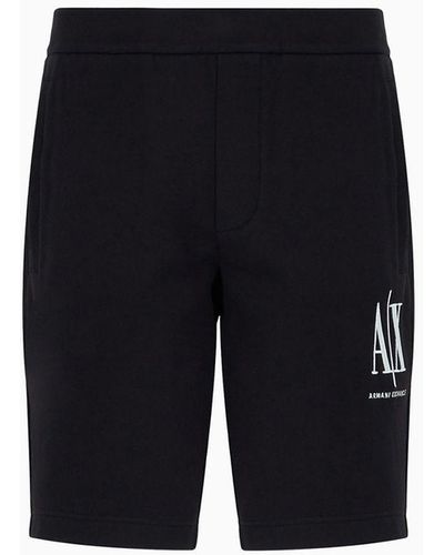 Armani Exchange Icon Logo Cotton Fleece Shorts - Black