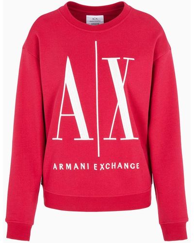 Armani Exchange Icon Logo Crew Neck Sweatshirt - Red
