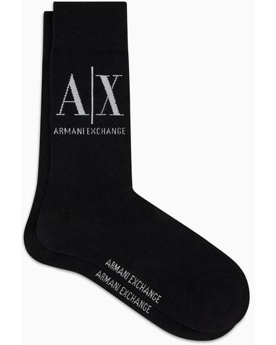 Armani Exchange Socks With Logo - Black