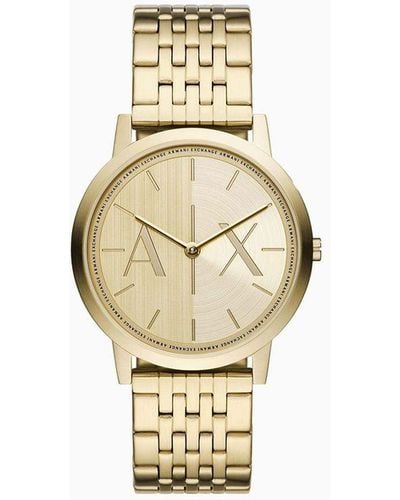 Armani Exchange Two-hand Gold-tone Stainless Steel Watch - White
