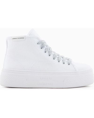 Armani Exchange Asv Canvas Platform Sneakers - White