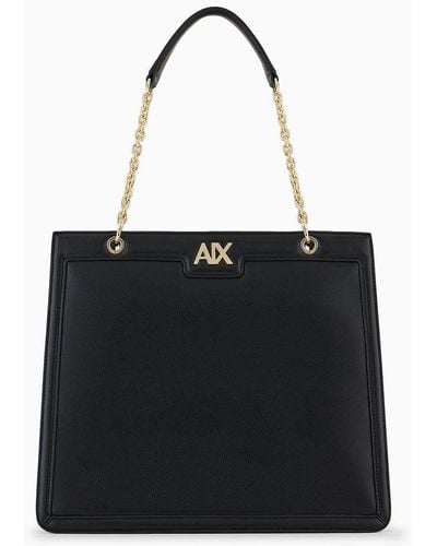 Armani Exchange Tote Bag With Chain Handles - Black
