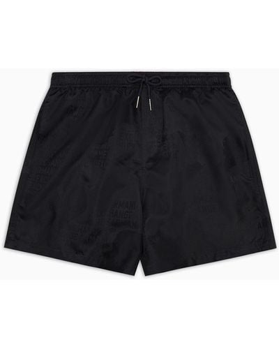Armani Exchange Fabric Swim Shorts With Logo - Black