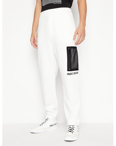 Armani Exchange Pantalon de sport con poche plaquée - Blanco