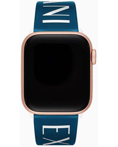 Armani Exchange Correa De Silicona Azul Para Apple Watch®, 42/44/45/49 mm - Negro