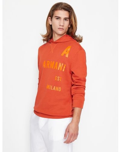 Armani Exchange Sweat à capuche en jersey de coton bio - Orange