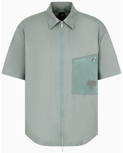 Armani Exchange Short-sleeved Shirt With Pocket - Grey