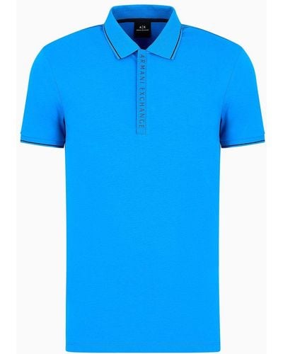 Armani Exchange Stretch Jersey Slim Fit Polo Shirt - Blue
