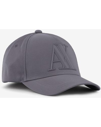 Armani Exchange Hat With Visor And Rubberized Logo - Grey