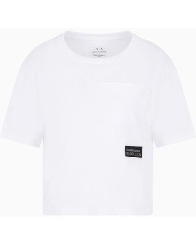 Armani Exchange Cropped T-shirt In Asv Organic Cotton - White