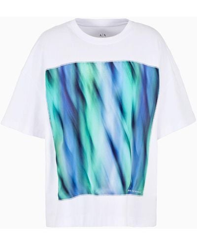 Armani Exchange T-shirt Relaxed Fit In Cotone Organico Asv - Blu