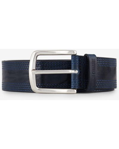 Armani Exchange Leather Belt Made In Italy - Blue