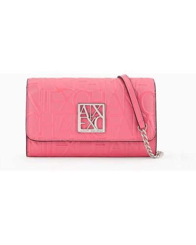 Armani Exchange Wallet With Flap And Shoulder Strap - Pink