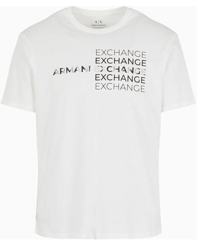 Armani Exchange A | X Armani Exchange Regular Fit Cotton Armani Exchange Repeat Logo Tee - White
