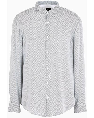 Armani Exchange Regular Fit Viscose Shirt - Gray