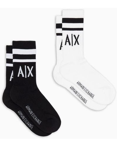 Armani Exchange Two Pack Of Terrycloth Socks - White