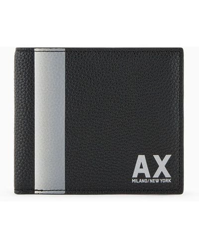 Armani Exchange Book Wallet With Contrast Band And Logo - Black