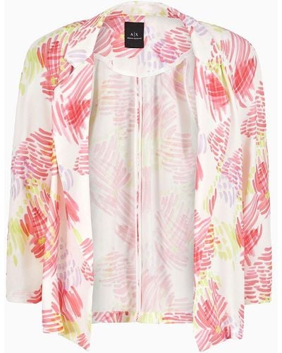 Armani Exchange Lightweight Jacket In Patterned Fabric - Pink