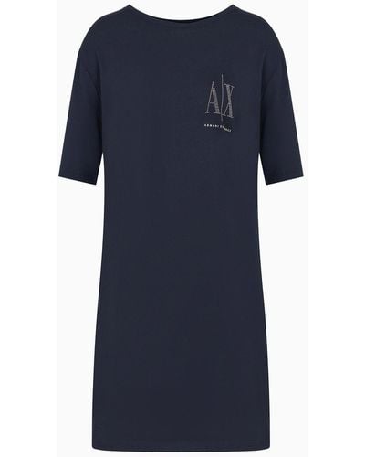 Armani Exchange T-dress in jersey di cotone - Blu
