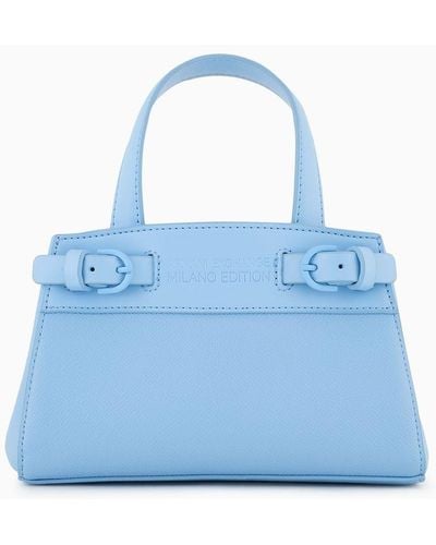 Armani Exchange Small Tote Bag With Side Buckles - Blue