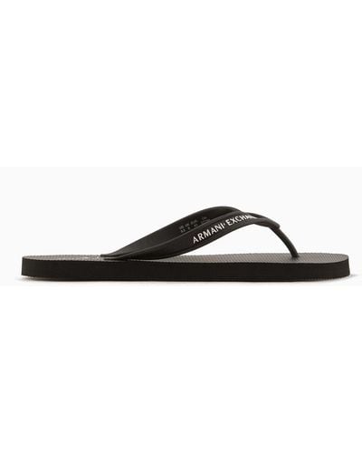 Armani Exchange Rubber Flip Flops With Logo Writing - White