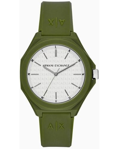 Armani Exchange Orologio In Silicone A Tre Lancette - Verde