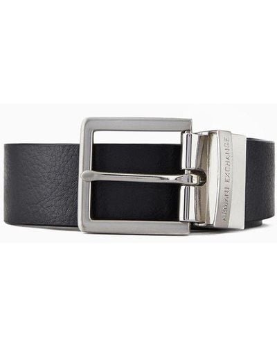 Armani Exchange Double Faced Leather Belt - White