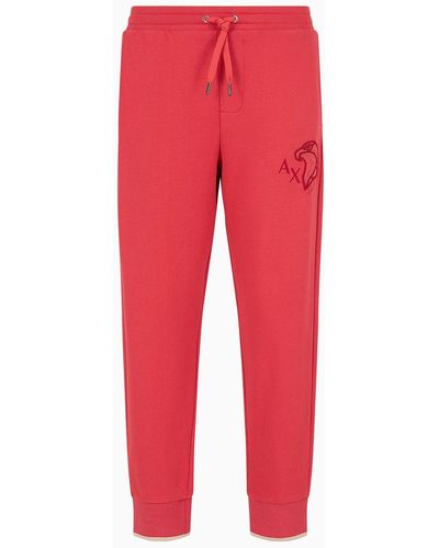 Armani Exchange Cotton Jogger Trousers With Side Print - Red