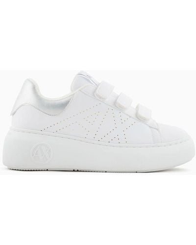 Armani Exchange Trainers With High Sole And Tears - White